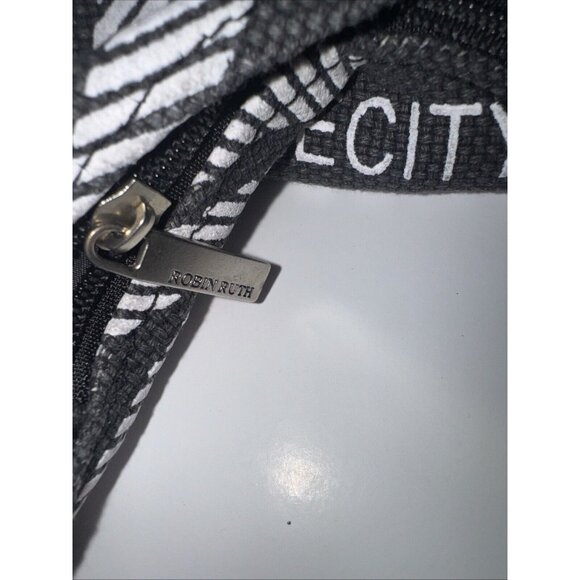 Robin Ruth City Bag Roma Rome Canvas Hobo Tote Bag Black Rainbow 16”x11”x9” - Picture 5 of 8